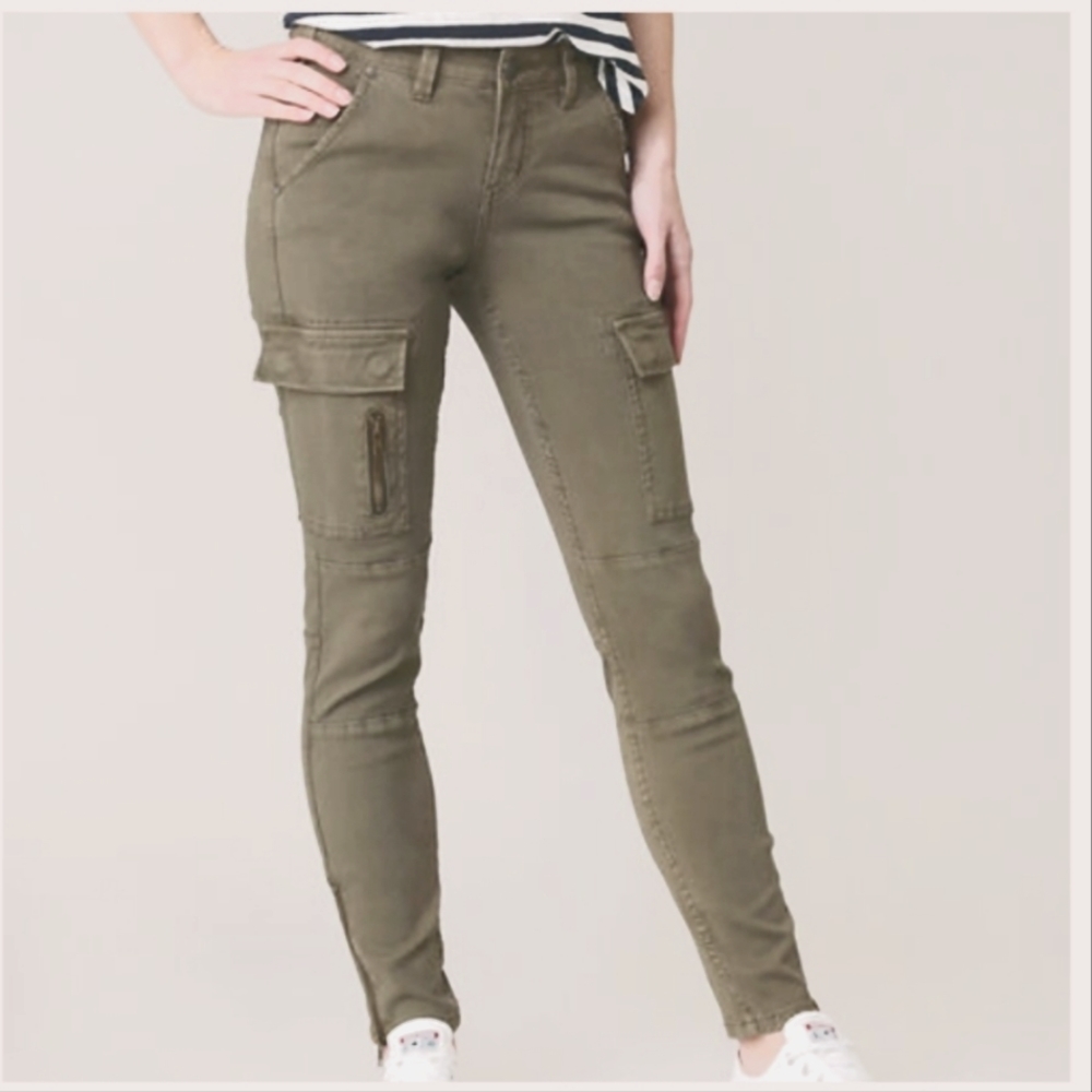 Silver Jeans Cargo Skinny faded army green zip ankle mid rise jeans